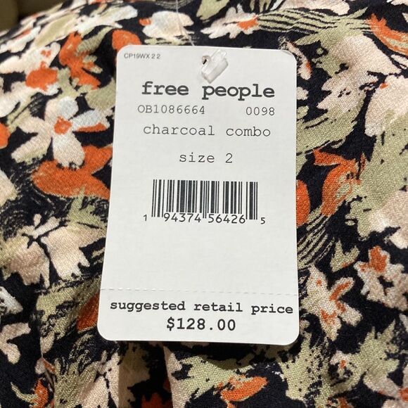 NWT Free People Forget Me Not Mini Dress Size 2 Charcoal Combo Msrp $128. NWT - Picture 4 of 6